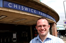 Gary Malcolm outside Chiswick Park Tube